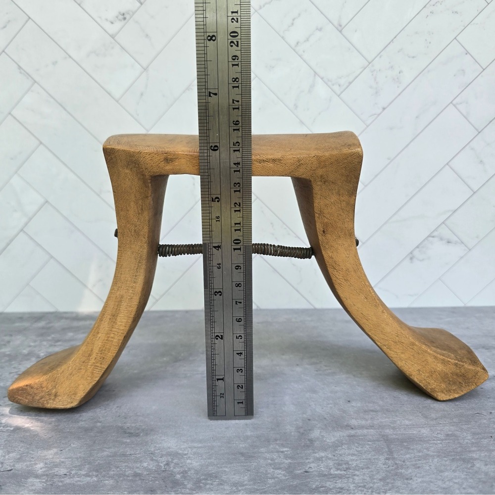 Vintage Hand Carved Wood Neck Rest Stool African Tribal Style Primitive Decor - Picture 9 of 10